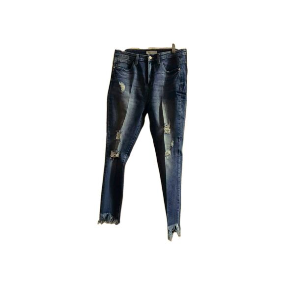 Judy Blue Women Sz 13 Destroyed Denim Skinny Jeans Holiday Festival Stretch High - Picture 4 of 10